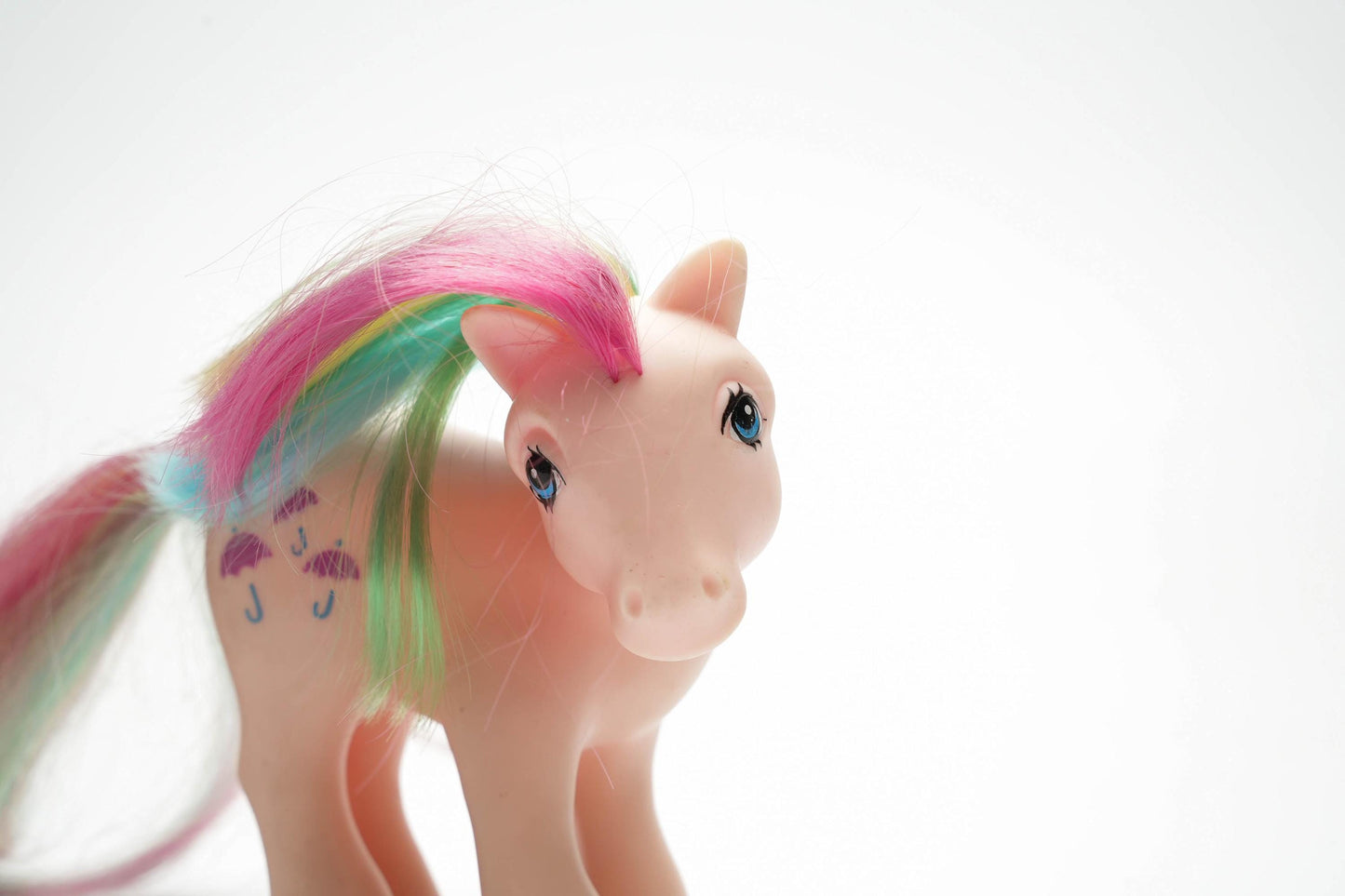 Vintage My Little Pony Parasol – Rainbow Pony G1 1984 – Roze met Regenboogmanen & Paraplu's