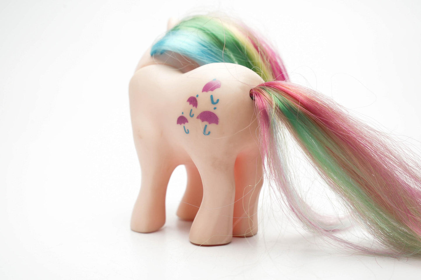 Vintage My Little Pony Parasol – Rainbow Pony G1 1984 – Roze met Regenboogmanen & Paraplu's