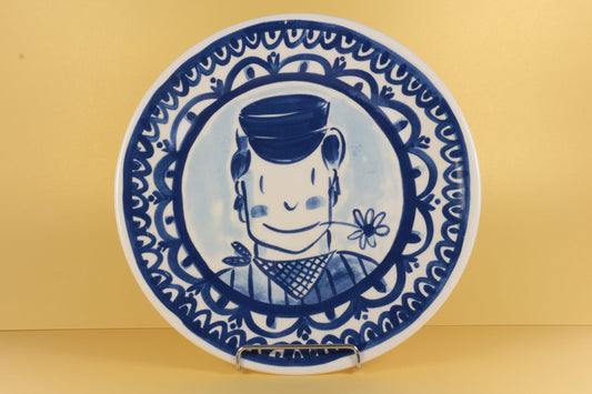 Dinerbord van Blond Amsterdam - Delfts blauw stijl - modern