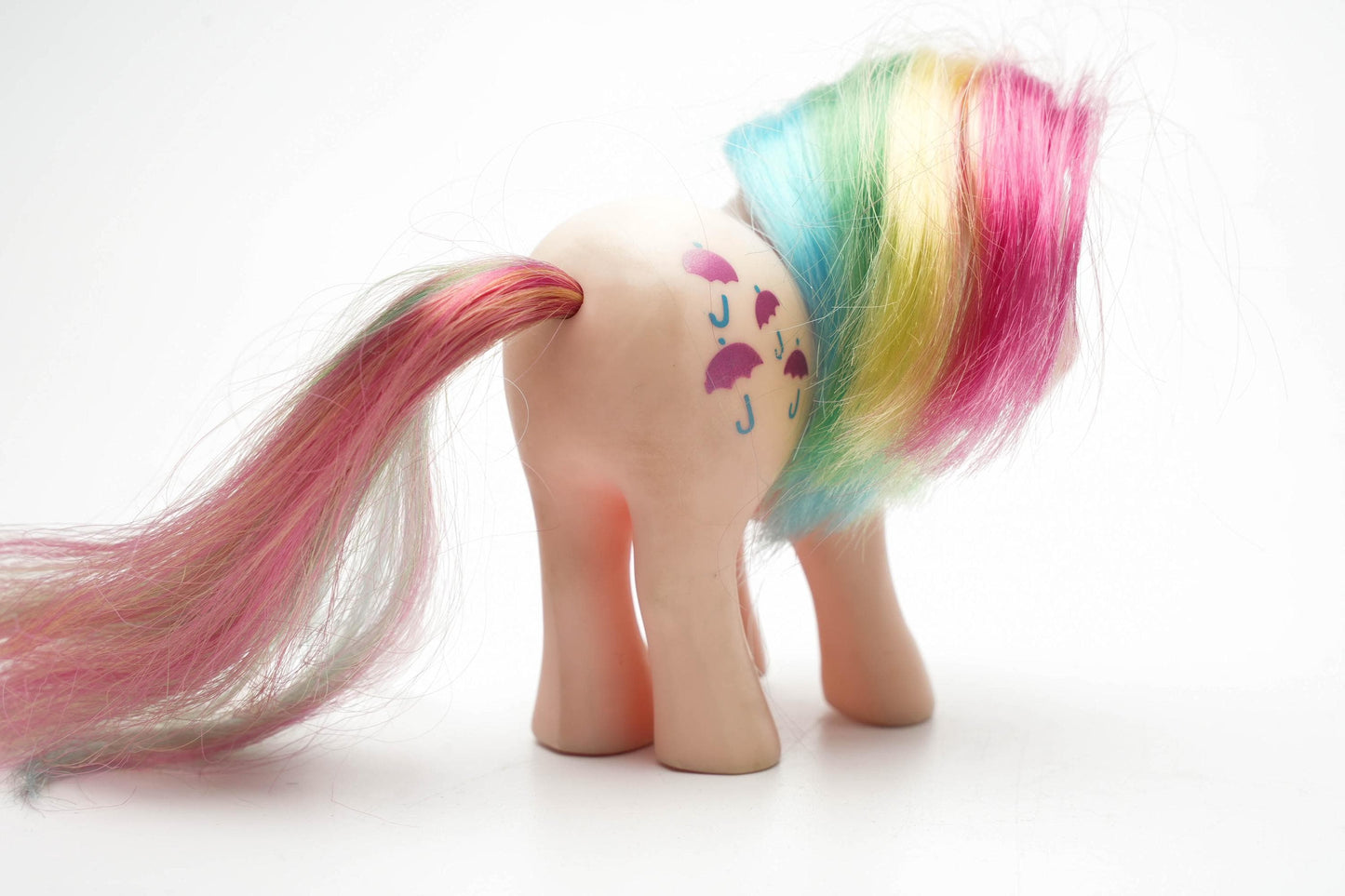 Vintage My Little Pony Parasol – Rainbow Pony G1 1984 – Roze met Regenboogmanen & Paraplu's
