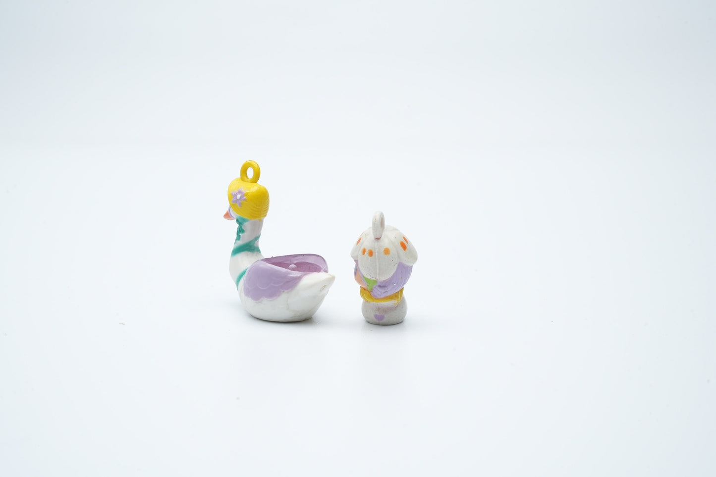 Vintage Charmkins Twinkle en Snowflower zwaan kettinghanger
