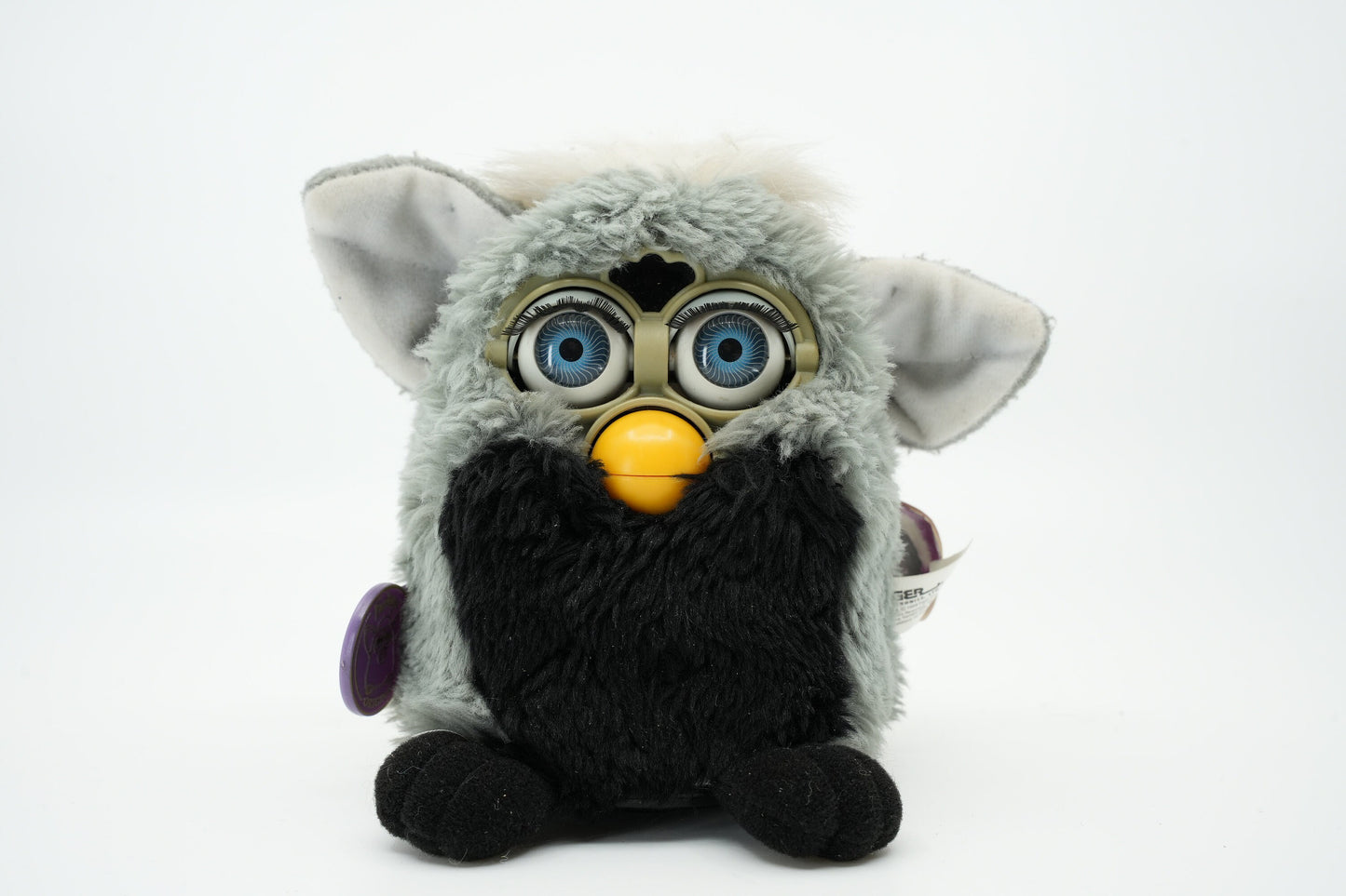 Vintage Furby Koala blauwe ogen 1999 | furby tag | Vintage Furby met Grijs/ Zwarte vacht | Spreekt Engels en Furbish