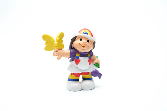 Vintage Rainbow Brite “Rainbow Kids” schildersmeisje met vlinder – 1980 Hallmark PVC-figuur (2.5")