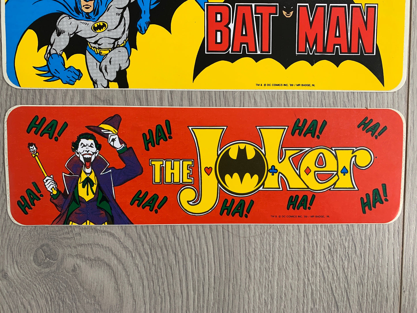 DC Comics Batman stickers uit het jaar 1989 (tm & dc comics inc. '89 / mr badge, NL)