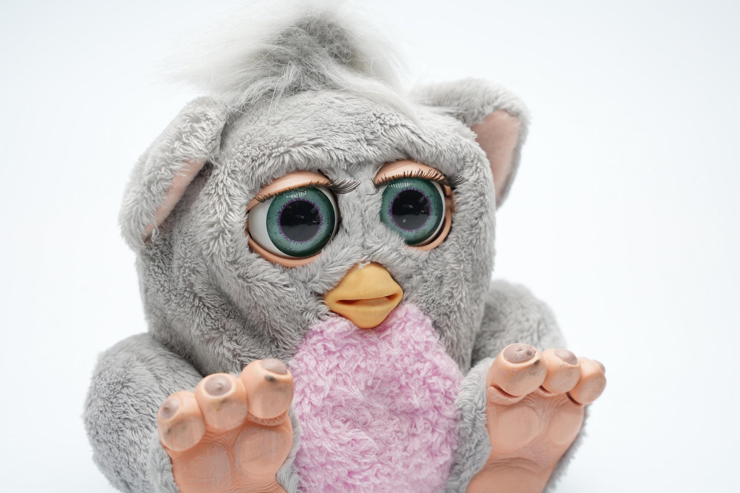 Vintage Sleepy Baby Furby Baby 1998| Furby model | Vintage Furby Emoto-Tronic Grijs Roze | Spreekt Furbish | ファービ