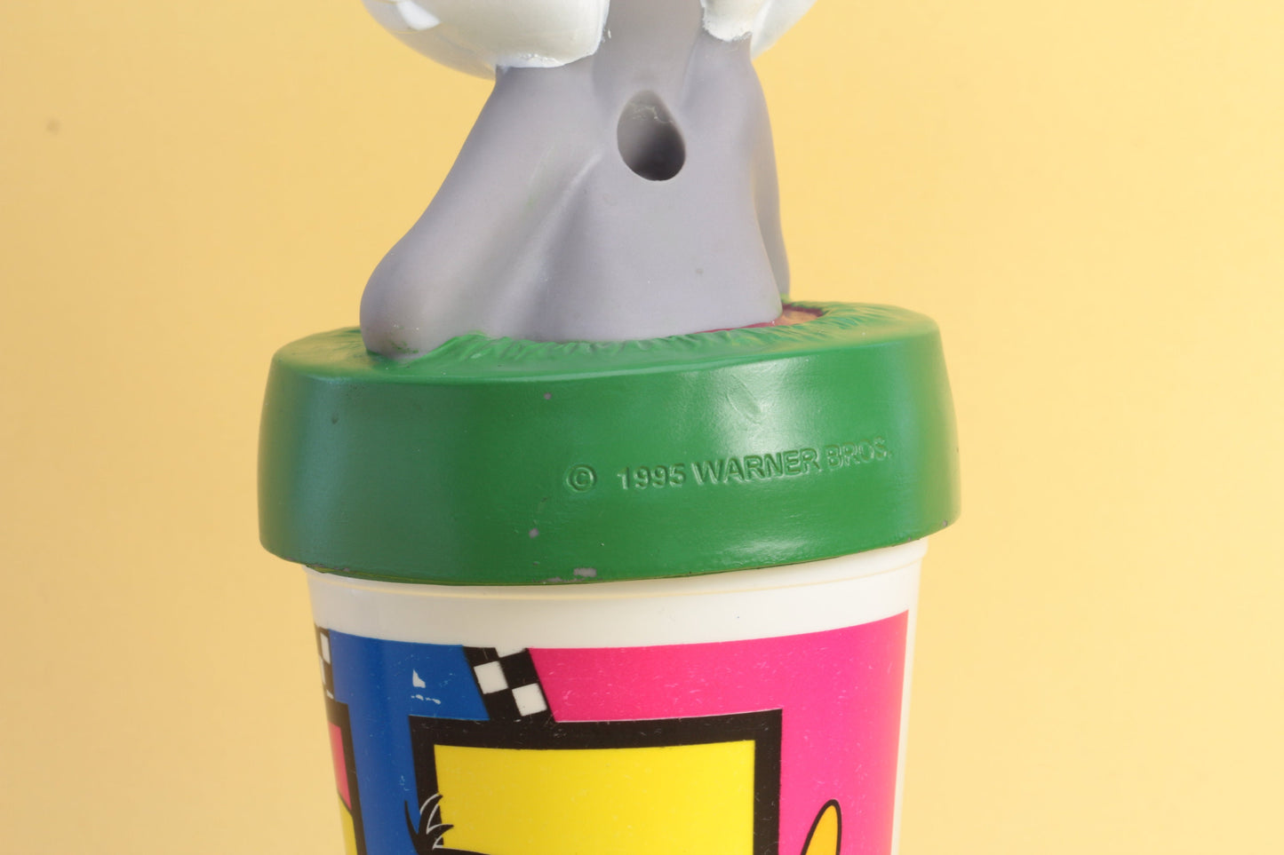 Vintage Bugs Bunny beker met gat voor een rietje | Vintage beker | Cartoon beker | Warner Bros 1995