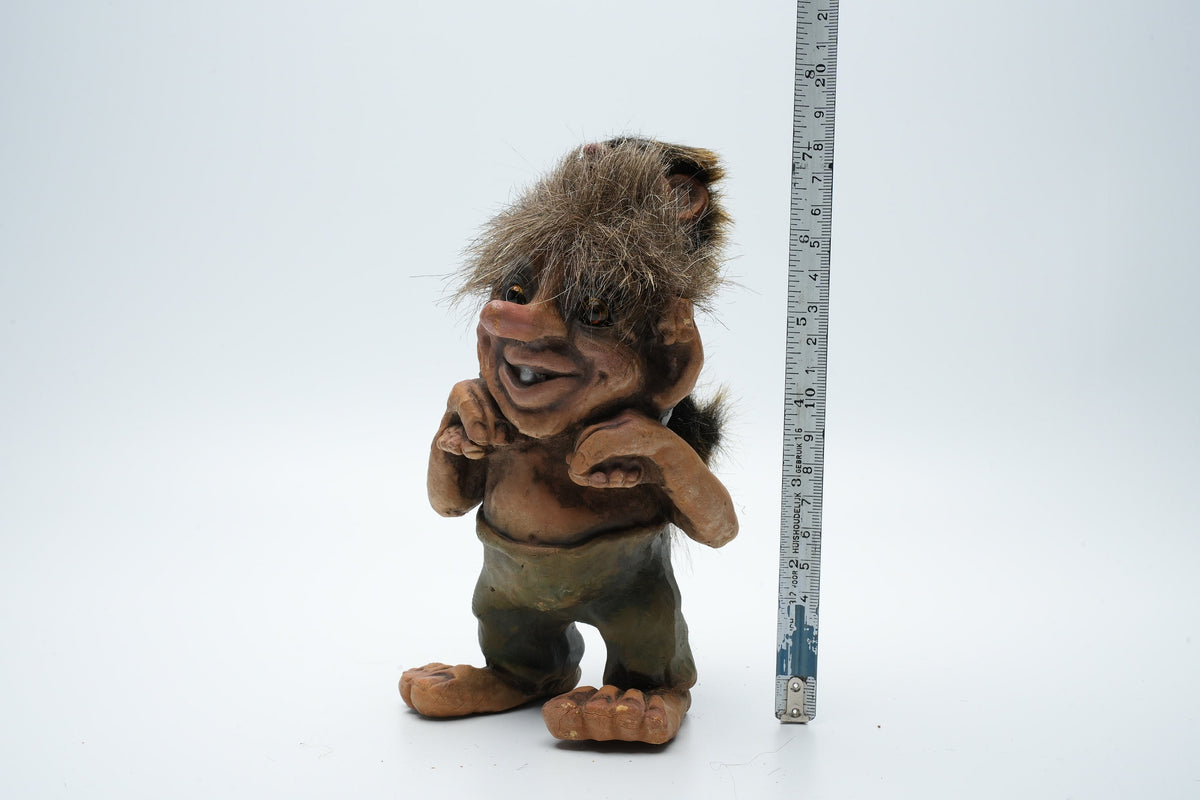 Nyform Troll man met kind #178 Handgemaakt Noorwegen Noorse Trollen | Oude trol | Vintage trol