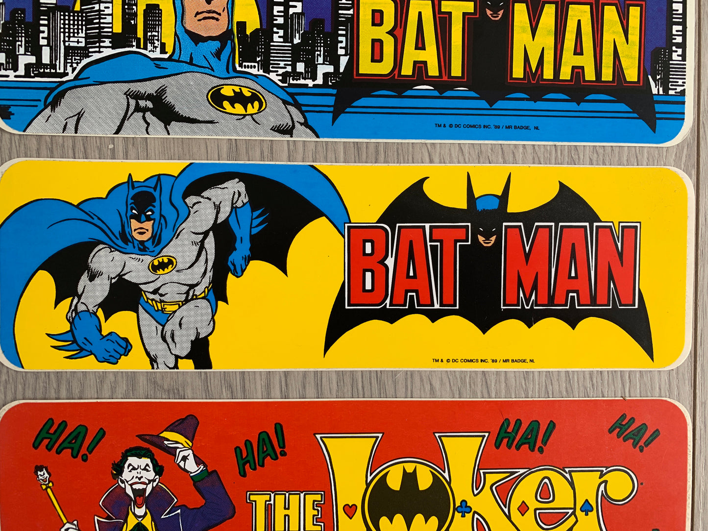 DC Comics Batman stickers uit het jaar 1989 (tm & dc comics inc. '89 / mr badge, NL)