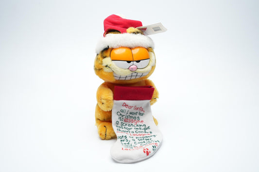 Vintage Garfield Kerstman Knuffel met Kerstsok – 25 cm (10 inch) – 1981 United Feature Syndicate