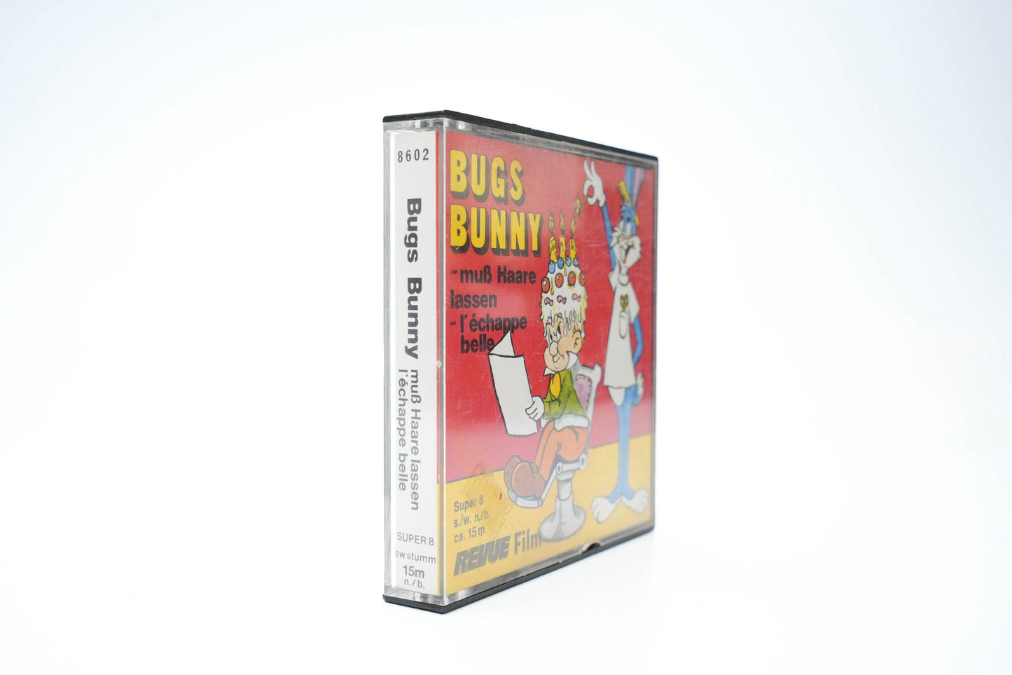 Bugs Bunny Super 8 Film – "muß Haare lassen / l’échappe belle" | Revue Film | ca. 1970s | 15m zwart-wit, zonder geluid