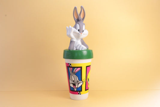 Vintage Bugs Bunny beker met gat voor een rietje | Vintage beker | Cartoon beker | Warner Bros 1995