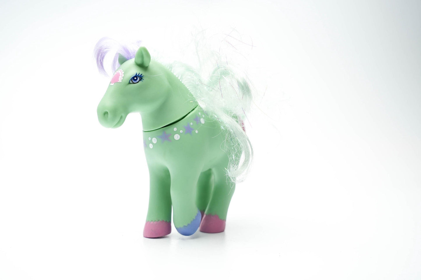 Vintage 1984 Lanard Toys Paard – Groen met Sterren en Hartje – Nostalgisch Speelgoedpaardje