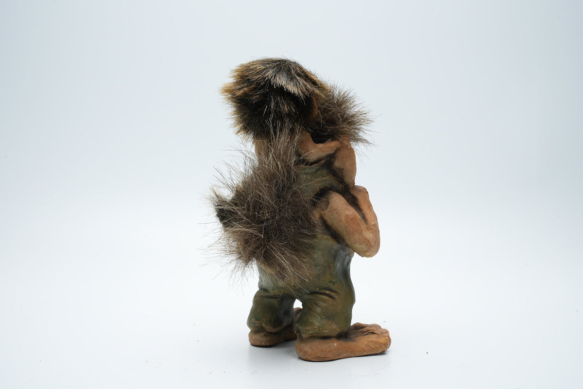 Nyform Troll man met kind  #178 Handgemaakt Noorwegen Noorse Trollen | Oude trol | Vintage trol