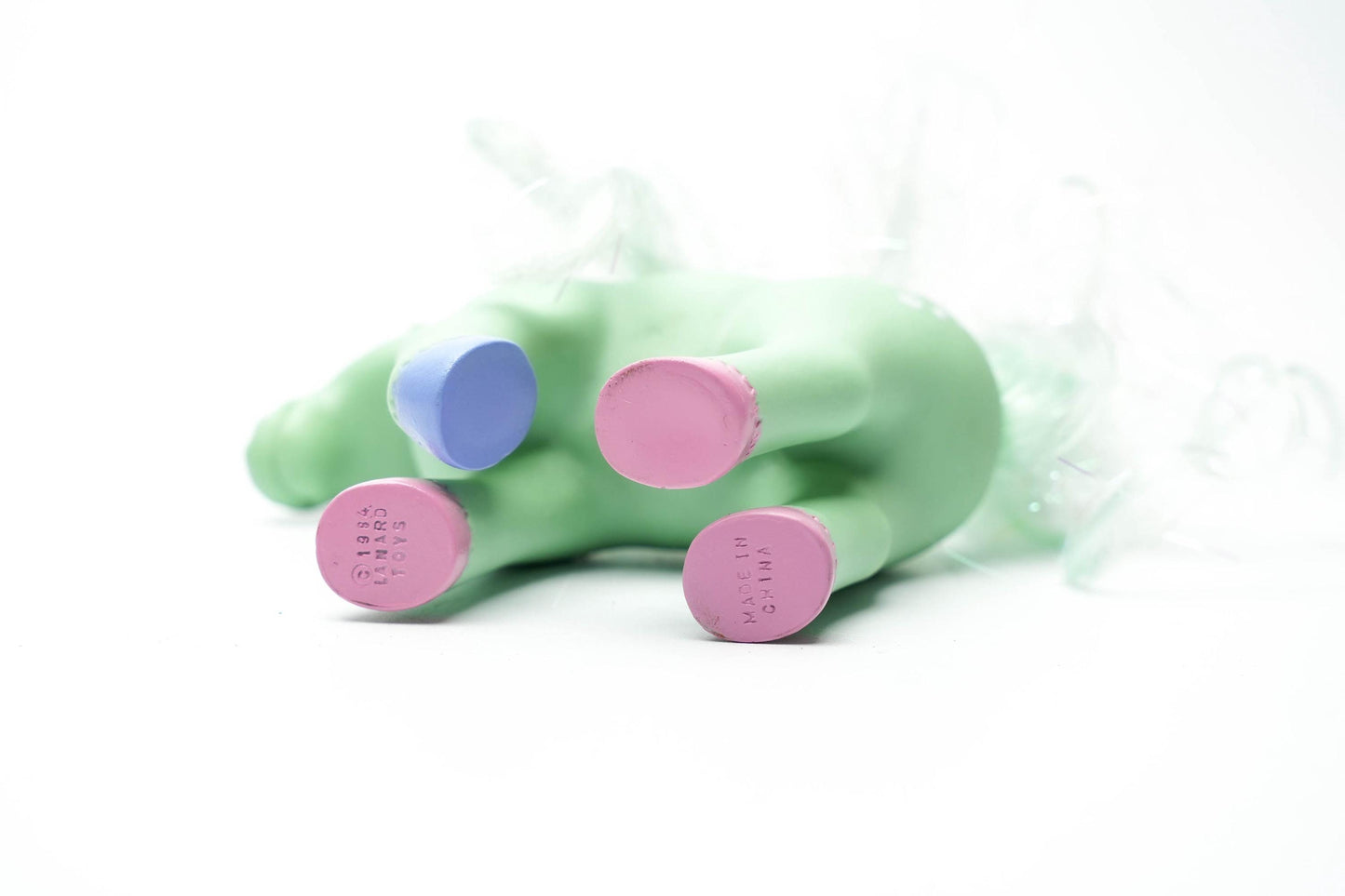 Vintage 1984 Lanard Toys Paard – Groen met Sterren en Hartje – Nostalgisch Speelgoedpaardje