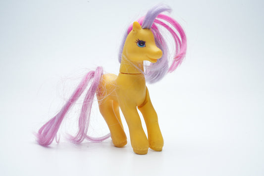 Gele pony met paars en roze haar | My Little Pony paard vintage